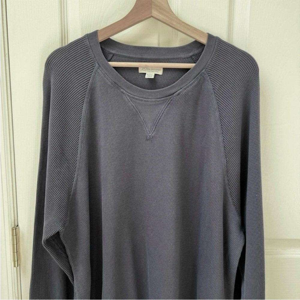 J. Crew Mixed waffle crewneck Thermal Shirt Sweater in Blue Navy - Picture 3 of 8